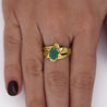 Vintage 1.44 Carat Oval Cut Emerald in 14K Gold Textured Statement Ring