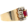 Vintage 1.54 Carat Cushion Cut Ruby in 14K Yellow Gold Wide Band