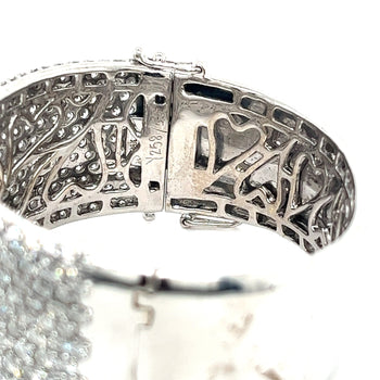 Vintage 20.40 CTW Round Cut Diamond Encrusted 14K White Gold Bangle Bracelet – Assay Jewelers