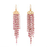 Vintage 22K Gold Pink Tourmaline Bead Indian Chandelier Drop Earrings