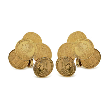 Vintage 22K Gold Queen Victoria Coin Collar Necklace & Cluster Earrings Set – Assay Jewelers