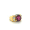 Vintage 4.5 Carat Oval Natural Rubellite Tourmaline & Diamond 18k Ring