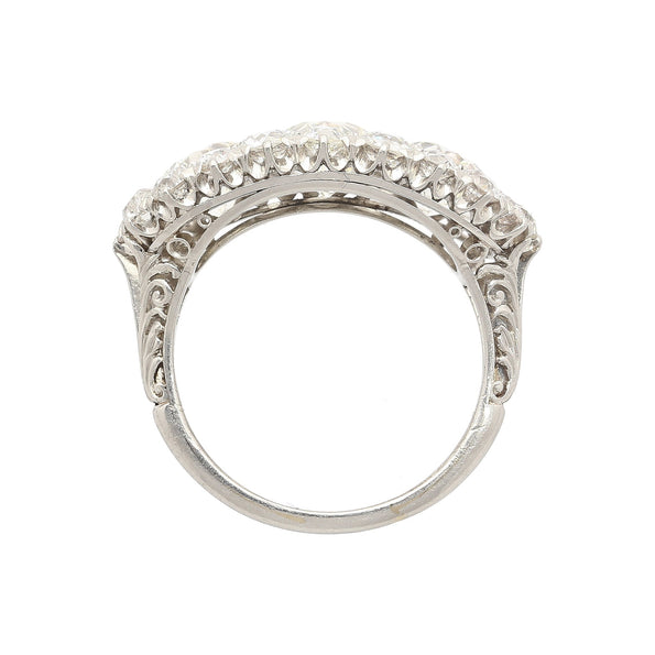 Vintage 4.50 CTTW Old European Cut Diamond Three-Stone Art Deco Engagement Ring in Platinum
