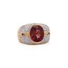 Vintage 6 Carat Pinkish Red Oval Cut Tourmaline Bezel Set Unisex Ring in 18K Yellow Gold