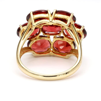 Vintage 7.8 Carat Red Garnet 14K Gold 7 Stone Cluster Cocktail Ring – Assay Jewelers