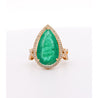 Vintage 9 Carat Pear Cut Zambian Emerald & Diamond Halo Ring Jacket in 18K Gold