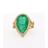 Vintage 9 Carat Pear Cut Zambian Emerald & Diamond Halo Ring Jacket in 18K Gold