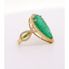 Vintage 9 Carat Pear Cut Zambian Emerald & Diamond Halo Ring Jacket in 18K Gold