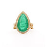 Vintage 9 Carat Pear Cut Zambian Emerald & Diamond Halo Ring Jacket in 18K Gold