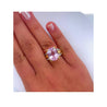 Vintage 9.50 Carat Oval Cut Pink Kunzite with Diamond Side Stone Cocktail Ring in 18K Yellow Gold