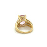 Vintage 9.50 Carat Oval Cut Pink Kunzite with Diamond Side Stone Cocktail Ring in 18K Yellow Gold