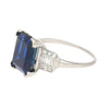 Vintage AGL Certified 6.80 Carat No Heat Blue Sapphire and Diamond Platinum Ring