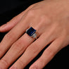 Vintage AGL Certified 6.80 Carat No Heat Blue Sapphire and Diamond Platinum Ring