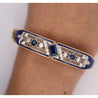 Vintage Art Deco Estate Blue Sapphire, Diamond & Enamel Bangle Bracelet