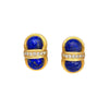 Vintage Cabochon Cut Lapis Lazuli and Diamond 18K Yellow Gold Clip-On Earrings