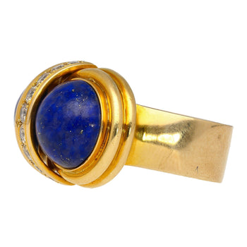 Vintage Cabochon Cut Lapis Lazuli and Diamond in 18K Yellow Gold Statement Rings – Assay Jewelers