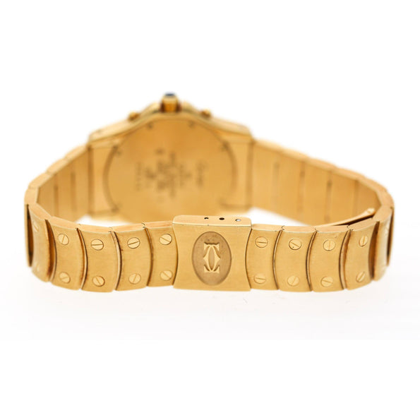 Vintage Cartier Ronde Blue Chronograph 18K Gold 30mm Watch