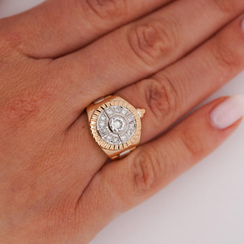 Vintage Diamond Platinum and 18K Gold Unisex Ring – Assay Jewelers