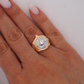 Vintage Diamond Platinum and 18K Gold Unisex Ring – Assay Jewelers