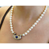 Vintage GIA Certified 5 Carat Heart Blue Sapphire, Diamond & Pearl Necklace