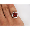 Vintage GIA Certified Orange Spessartine Garnet & Diamond 18K White Gold Ring