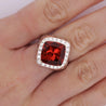 Vintage GIA Certified Orange Spessartine Garnet & Diamond 18K White Gold Ring