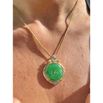 Vintage Jadeite Jade and Diamond Circular Pendant in 14k Gold – Assay Jewelers