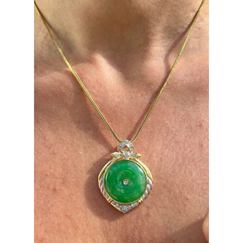 Vintage Jadeite Jade and Diamond Circular Pendant in 14k Gold – Assay Jewelers