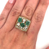 Vintage Natural Emerald & Diamond Earring and Ring Jewelry Set in 18K Gold