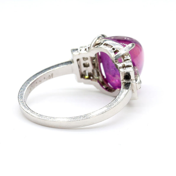 Vintage No Heat 7 Carat Purplish Pink Star Sapphire Platinum Art Deco Ring