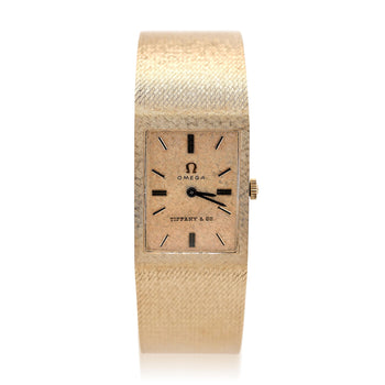 Vintage Omega for Tiffany & Co 14K Gold Textured Dial Manual Wind Bracelet Watch – Assay Jewelers