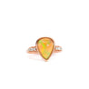 Vintage Oscar Friedman Signed 1.50 Carat Pear-Shaped Opal and Diamond 14K Rose Gold Ring