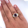 Vintage Radiant Cut 4.50 Carat Red Rubellite Tourmaline and Diamond Ring in Platinum and 18K Gold