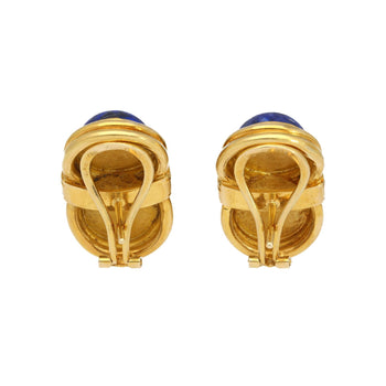 Vintage Retro Cabochon Lapis Lazuli 18K Gold Clip-On Earrings and Ring Set – Assay Jewelers