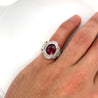 Vintage Retro Regal Style 5 Carat Red Tourmaline & Diamond Ring in 18K Gold