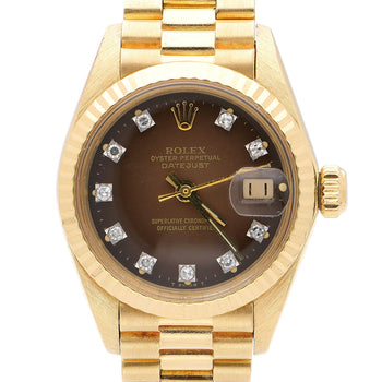 Vintage Rolex 6917 Datejust Presidential 23mm Brown Diamond Dial Gold Watch – Assay Jewelers