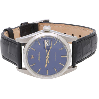Vintage Rolex Oysterdate Precision 6694 Blue Dial Steel 1977 Leather Strap Watch – Assay Jewelers