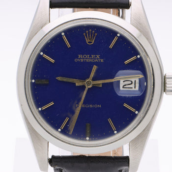 Vintage Rolex Oysterdate Precision 6694 Blue Dial Steel 1977 Leather Strap Watch – Assay Jewelers