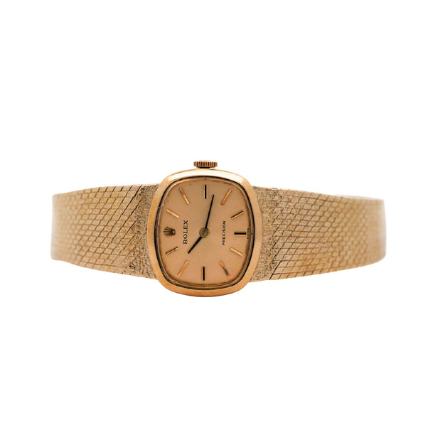 Vintage Rolex Precision 22m 18K Gold Champagne Dial Manual Wind Watch