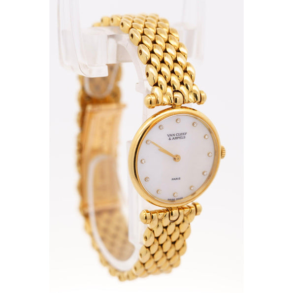 Vintage Van Cleef & Arpels 18K Mother of Pearl Diamond Watch 24mm