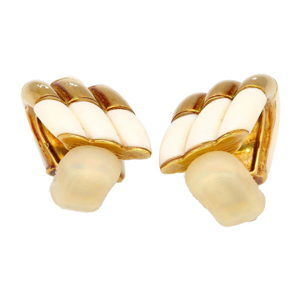 White Agate & 18K Yellow Gold Earring & Link Necklace Jewelry Set