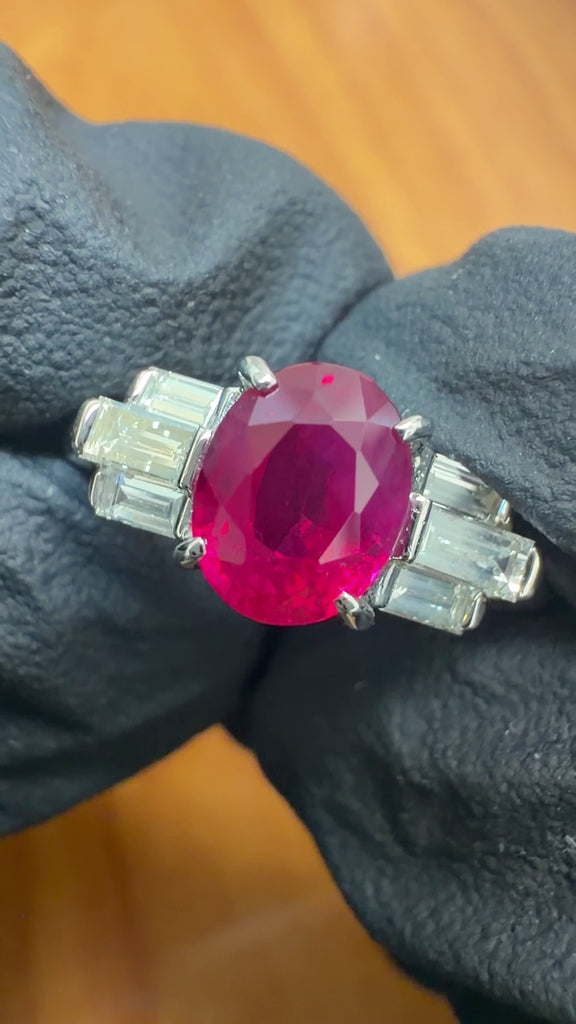 GIA Certified 2 Carat Pigeon Blood Burma Ruby Platinum Ring