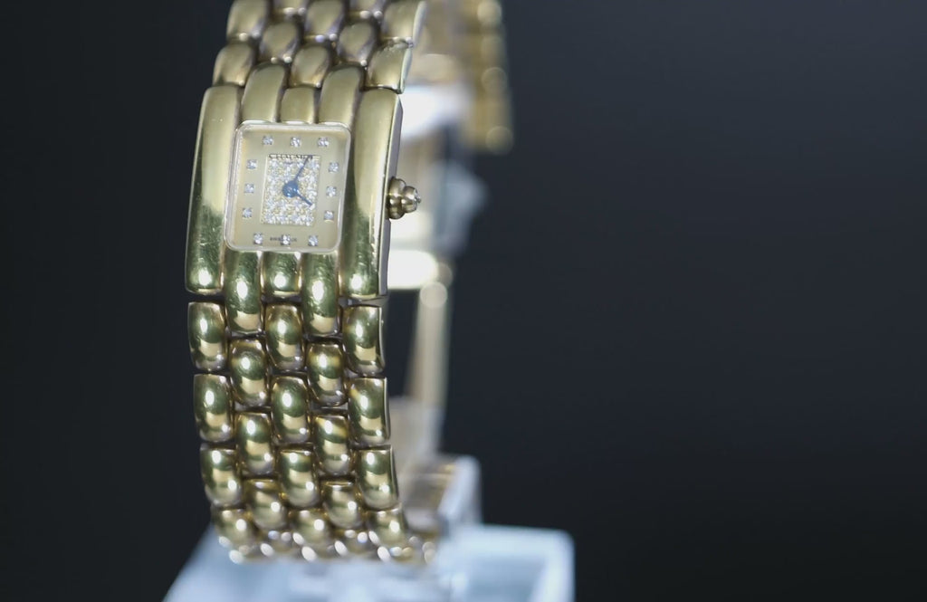 Chaumet Khésis Factory Diamond Dial 18K Yellow Gold Bracelet Watch Circa 2000