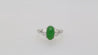 Certified 2.69 Carat Oval Bright Green Untreated A Jadeite Jade Platinum Ring