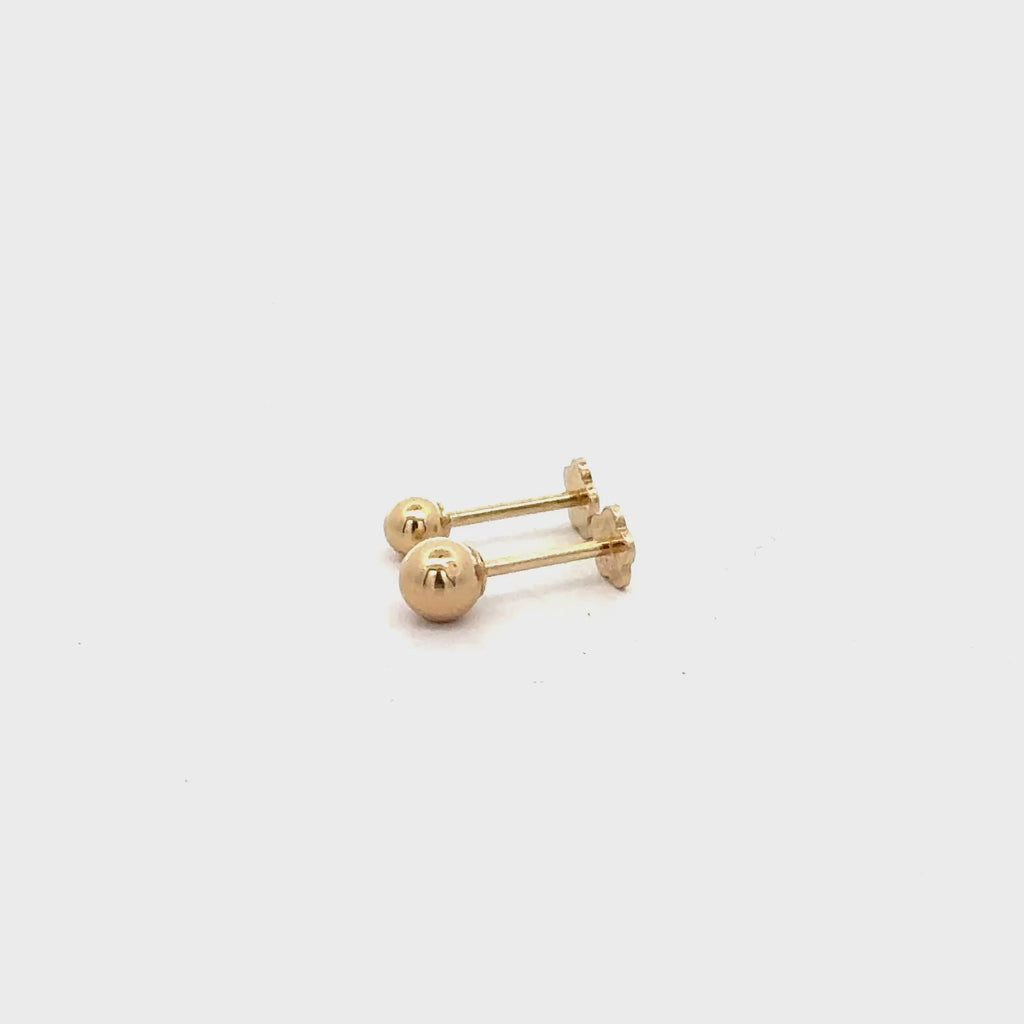 Reversible 4mm 14K Gold Ball Stud & Clover Screw Back Single Stud Earring