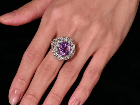10.35 Carat Purple Sapphire No Heat Ceylon and Diamond Cluster Ring