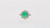 Vintage 3.32 Carat Cabochon Emerald and Diamond Halo Ring in 14K White Gold