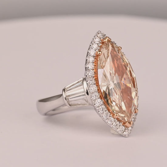 GIA Certified 5.69 Carat Fancy Light Brown-Yellow Marquise Diamond Ring