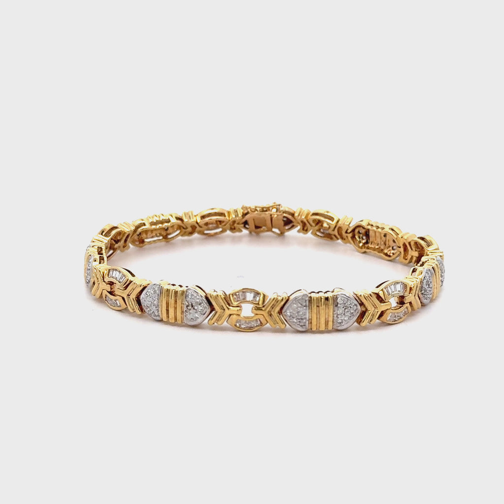 4.6 Carat Diamond Multi-Shape Link 18K Gold Unisex Bracelet