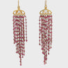 Vintage 22K Gold Pink Tourmaline Bead Indian Chandelier Drop Earrings